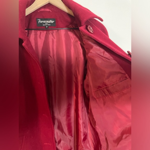 Vintage Forecaster of Boston Deep Red Burgundy Wool Blend Pea Coat Womens Size 8 - Picture 3 of 9